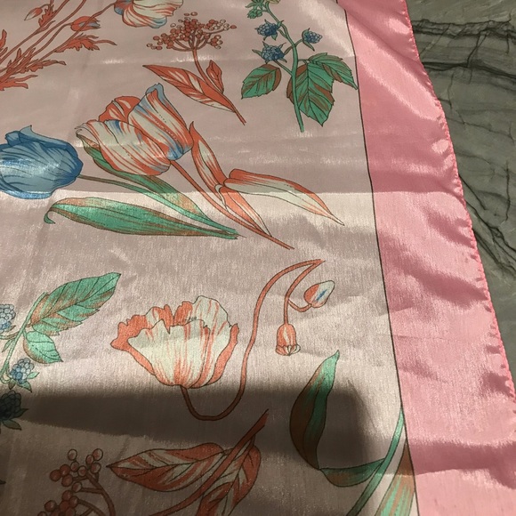 JP Collection Womens Scarf Pink Blue Yellow Italy Square Vintage Estate 34x34. - Picture 5 of 7